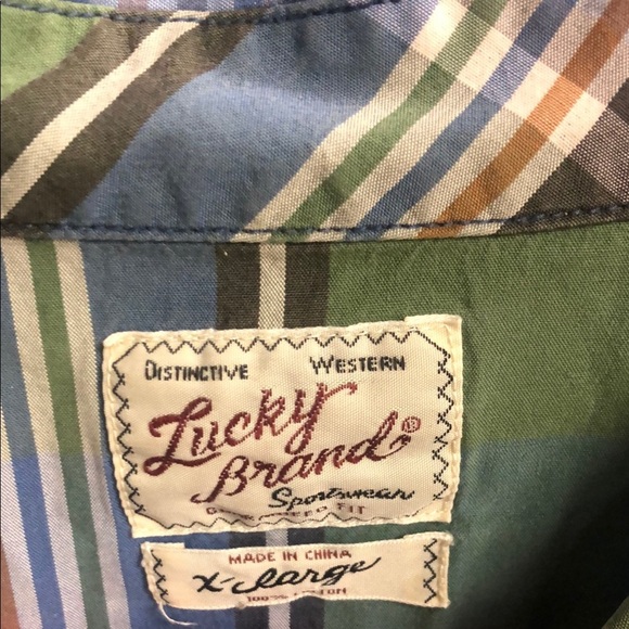 Lucky Brand Blue and Green Casual Button Down Shirt - Picture 2 of 9